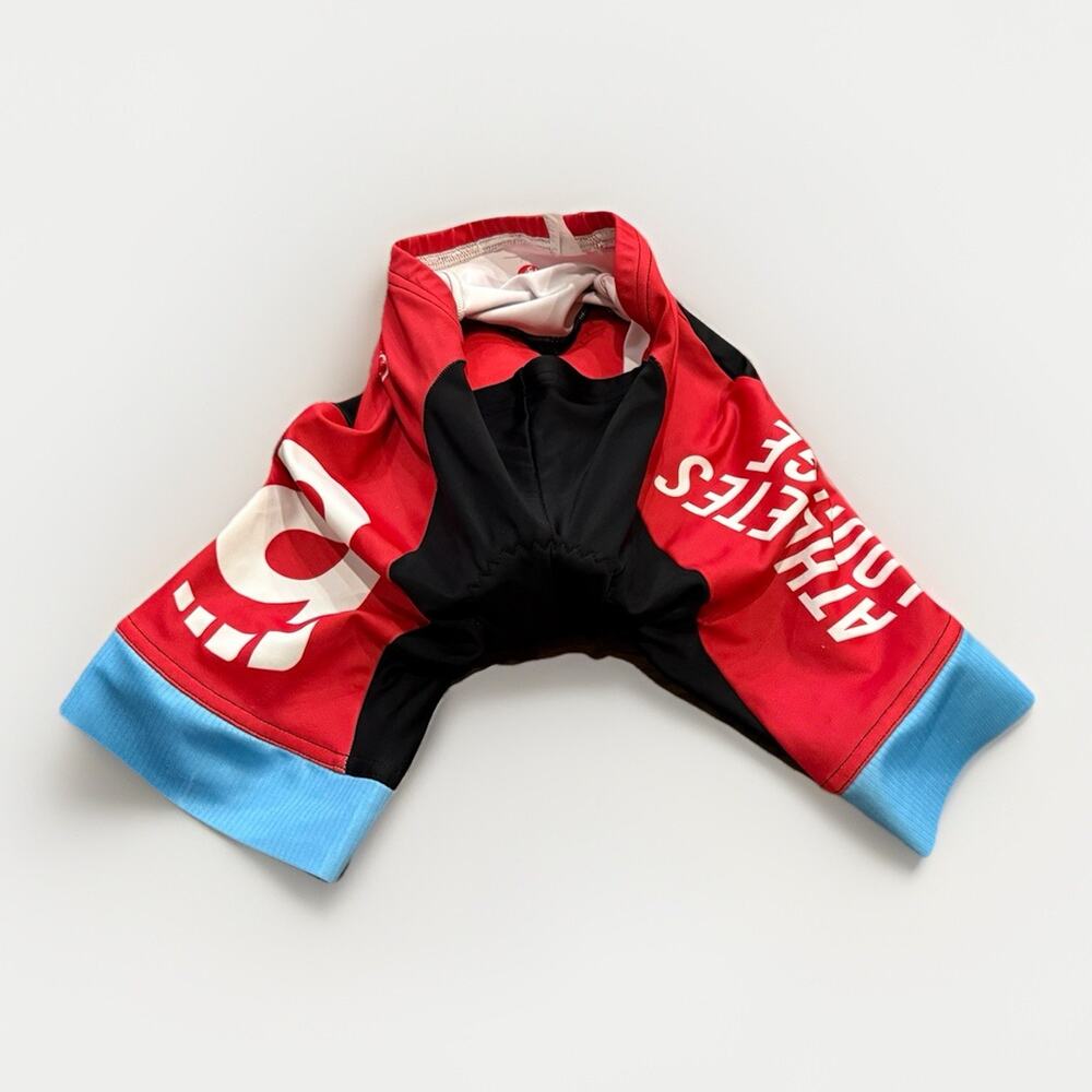 Castelli Cycling Red Blue Padded Stretch Athletes Lounge Cycling Shorts Size S